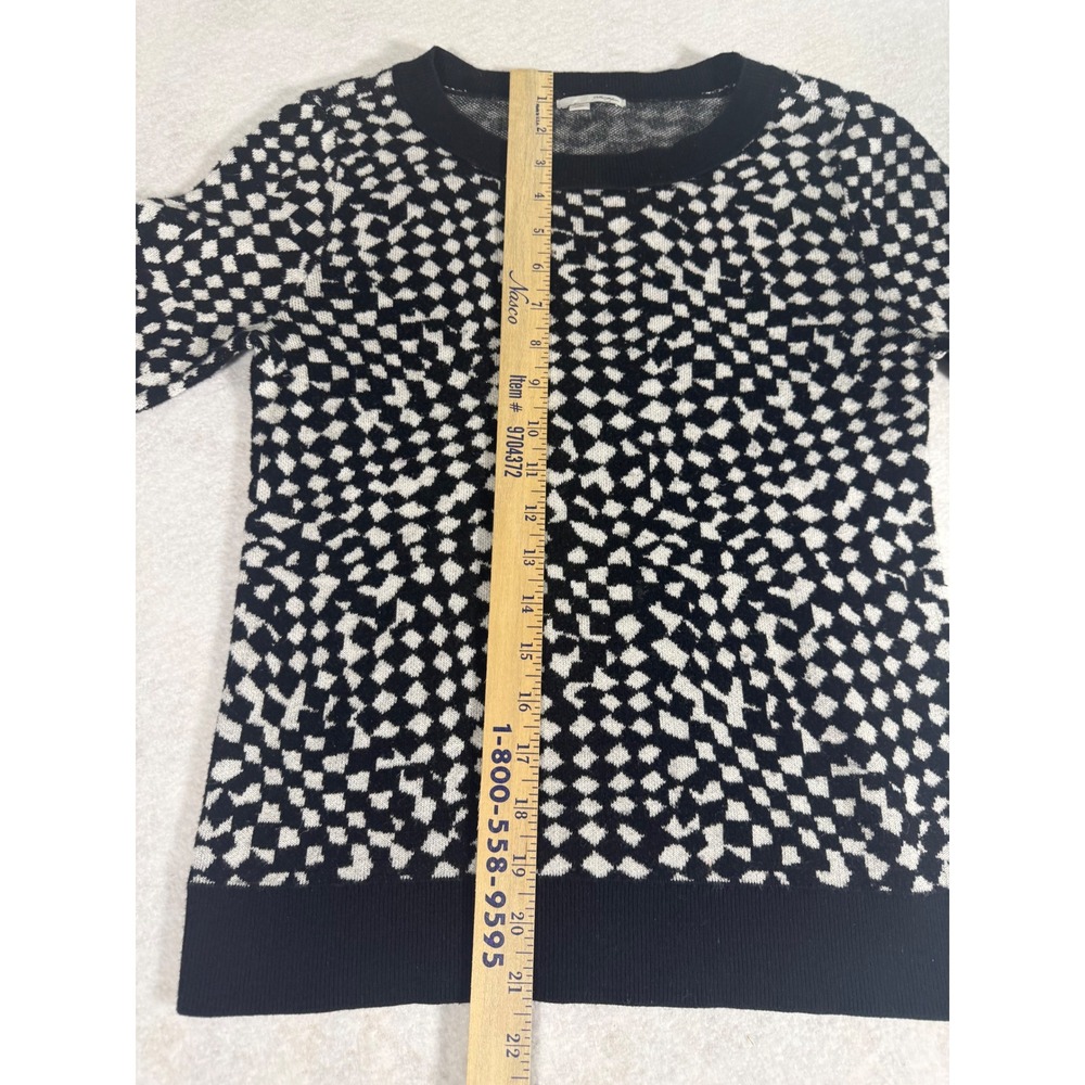 Halogen Black‎ White Geometric Print Crew Neck Sweater Top Women's XS - Picture 4 of 8